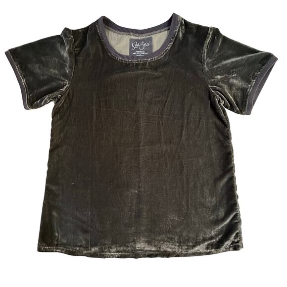 Anthropologie Kyla Seo Velvet Velour Short Sleeve Crewneck Size Medium Top - Picture 2 of 10